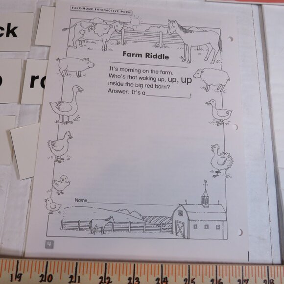 Farm Animals POCKET CHART complete set LAMINATED Scholastic - Picture 11 of 11